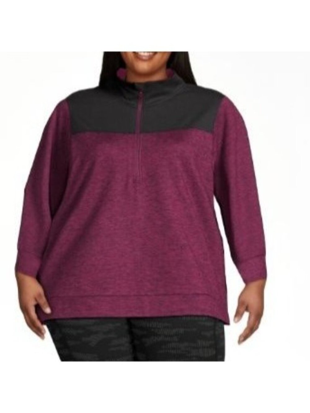 Avia Brushed Quarter Zip Pullover Shirt Medium Purple New Activewear